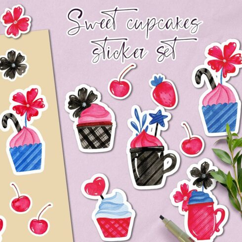 Sweet Cupcakes Sticker Set cover image.