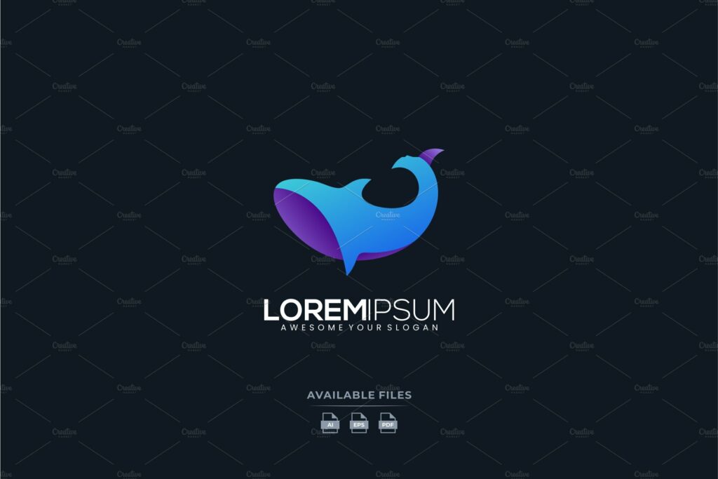 whale logo modern gradient – MasterBundles