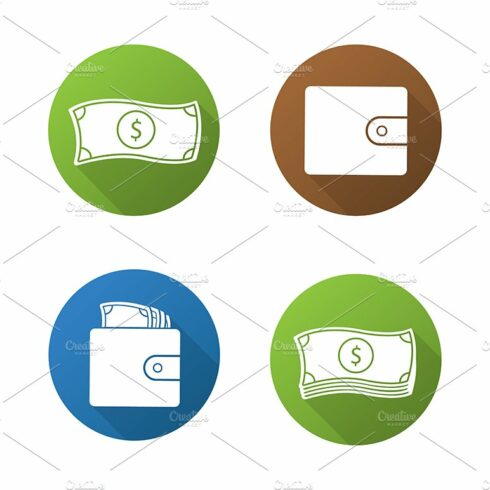 Money. 4 icons. Vector cover image.