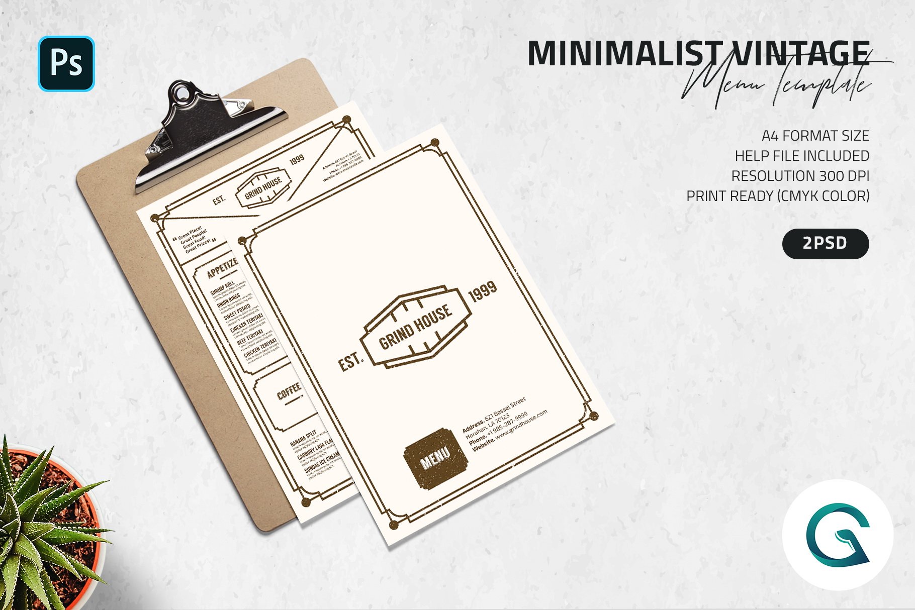 Minimalist Vintage Menu Template cover image.