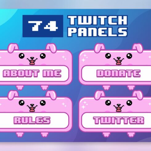 74x Cute Pink Dog Twitch Panels cover image.