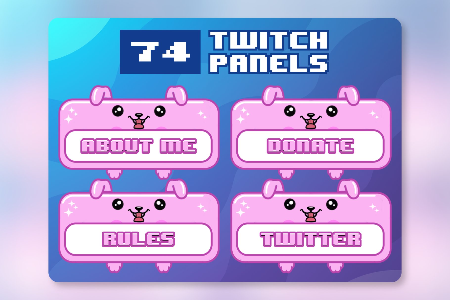 74x Cute Pink Dog Twitch Panels cover image.