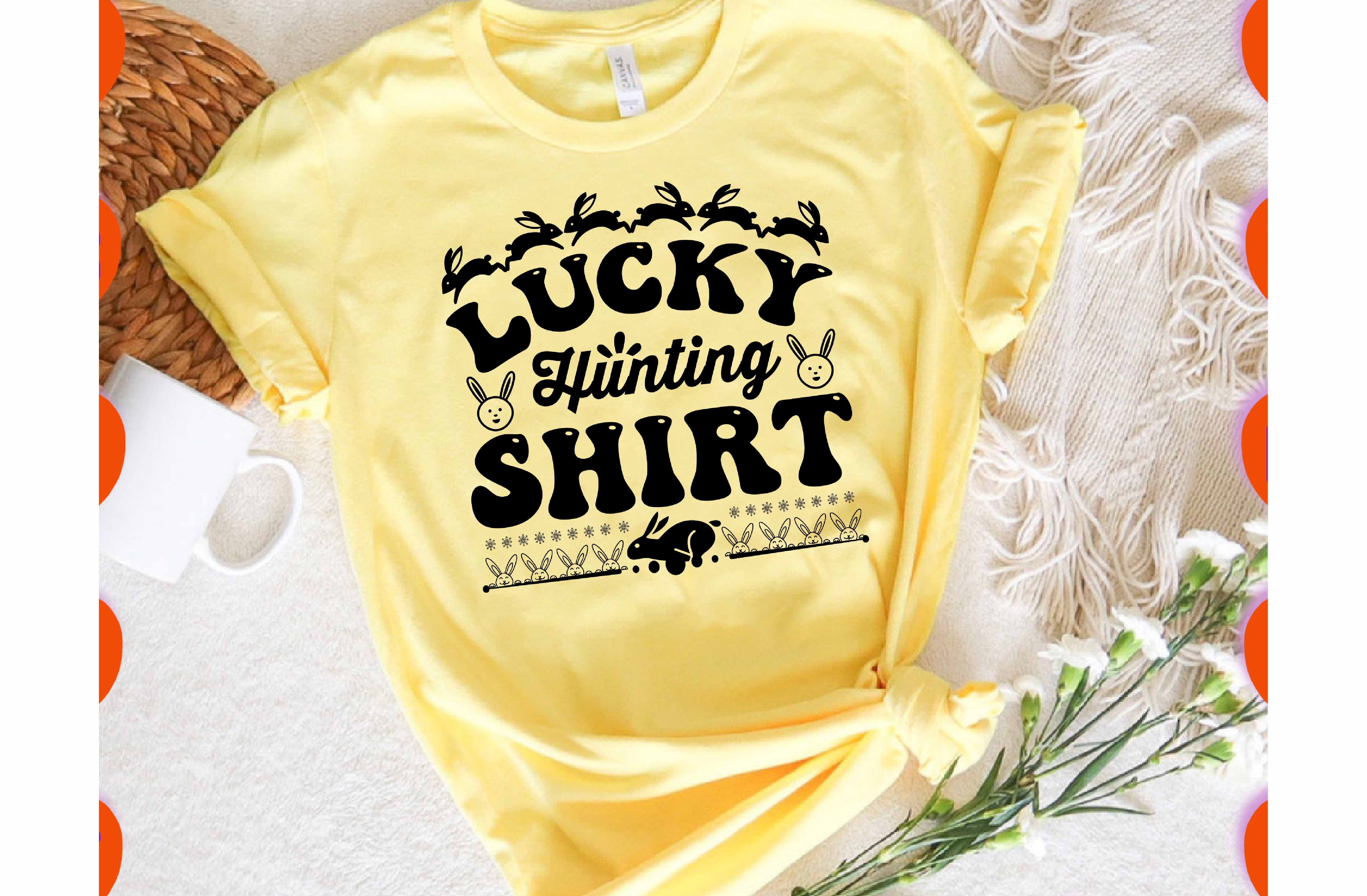 Yellow t - shirt that says lucky clothing shirt.