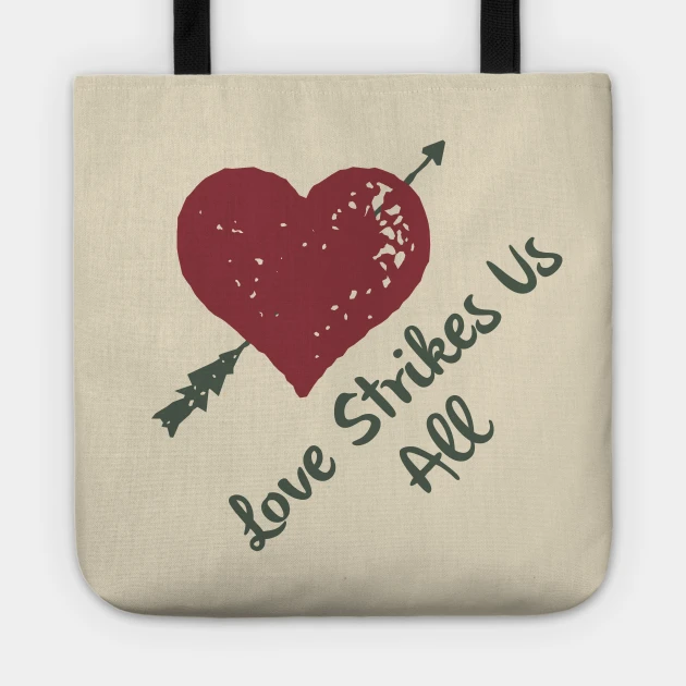 Tote bag with a heart and an arrow.