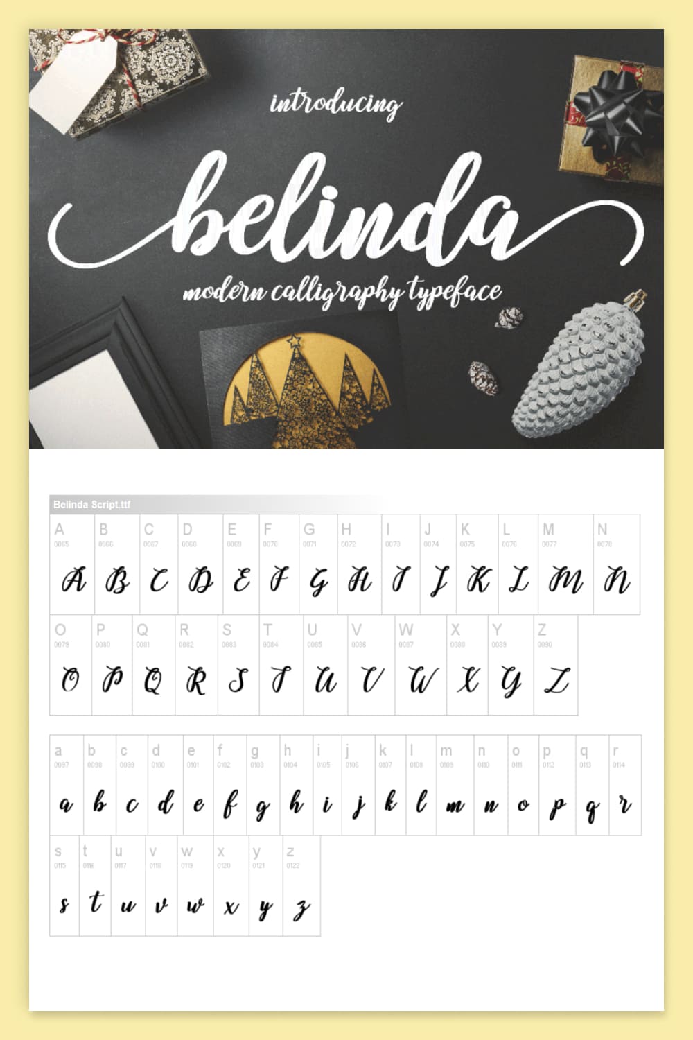 An example of writing a Belinda Font in the form of an alphabet.