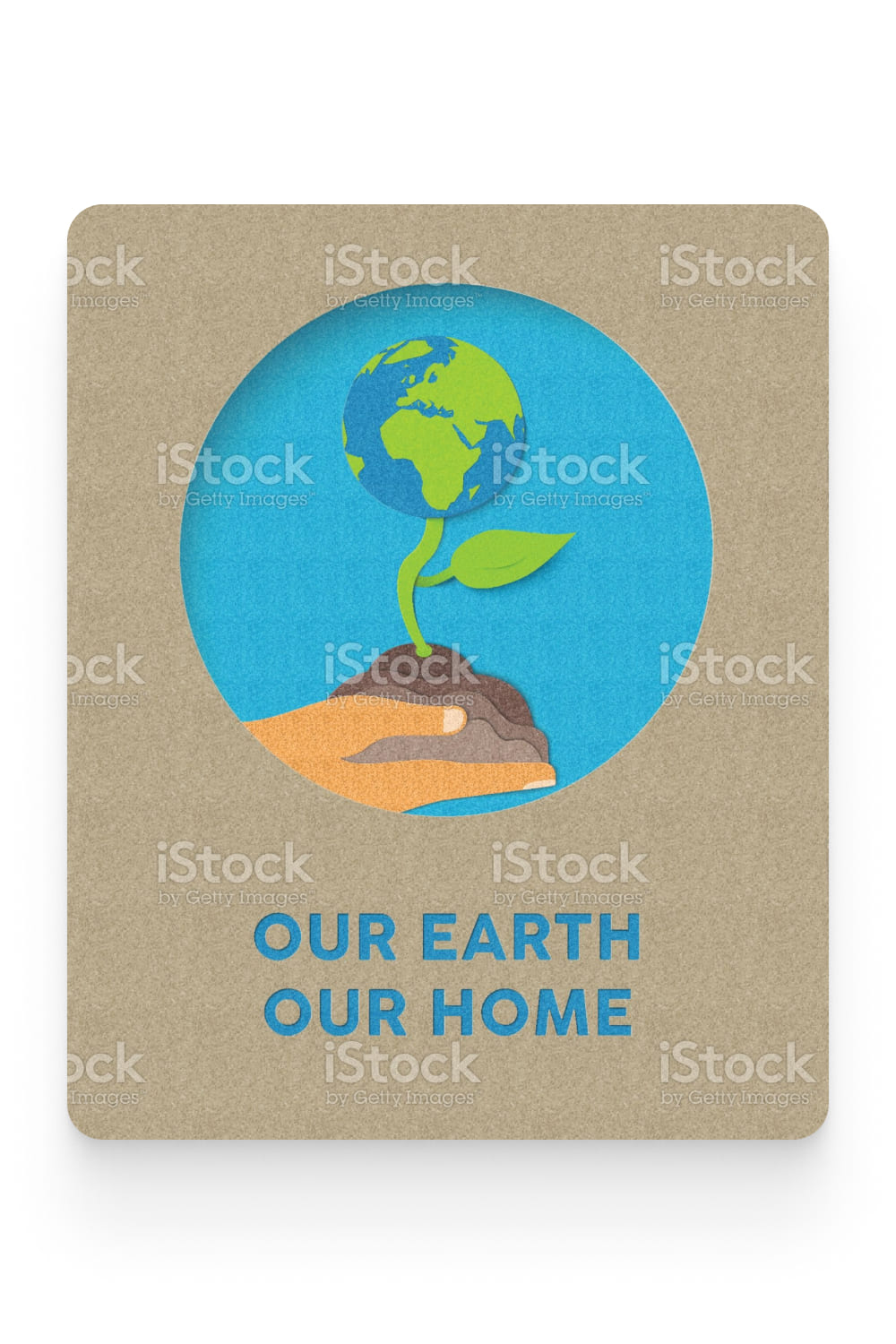 Earth day paper cut nature plant and text quote.
