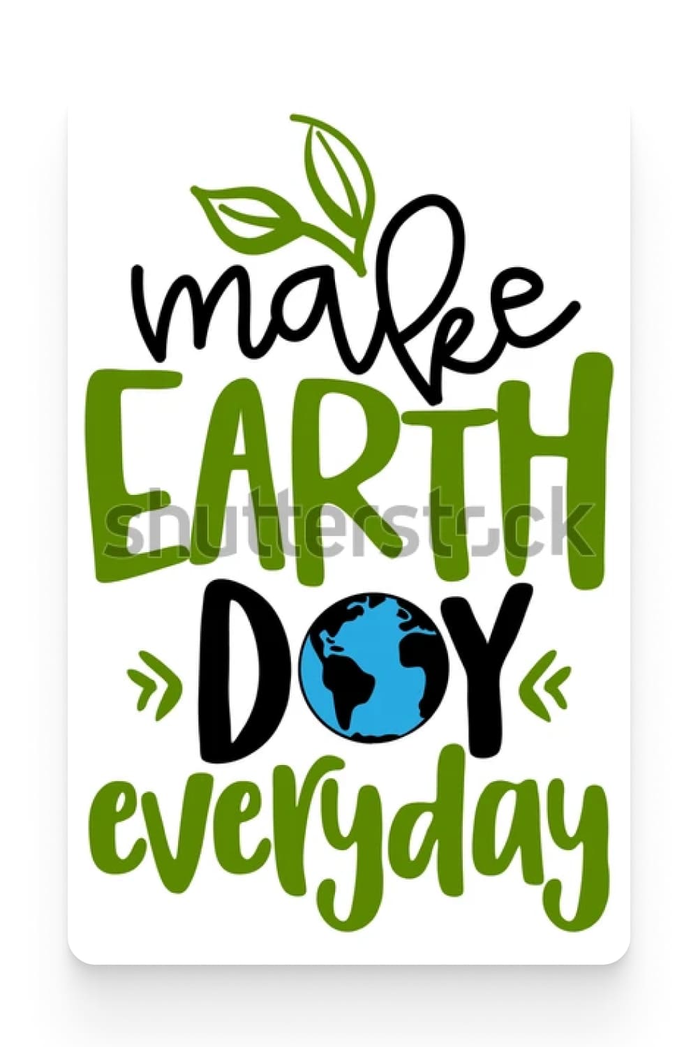 Make Earth Day everyday - text quotes and planet earth drawing with eco friendly quote.