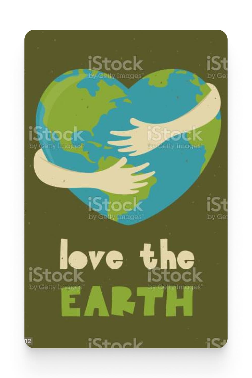 Drawing of the planet Earth in the form of a heart that hugs hands