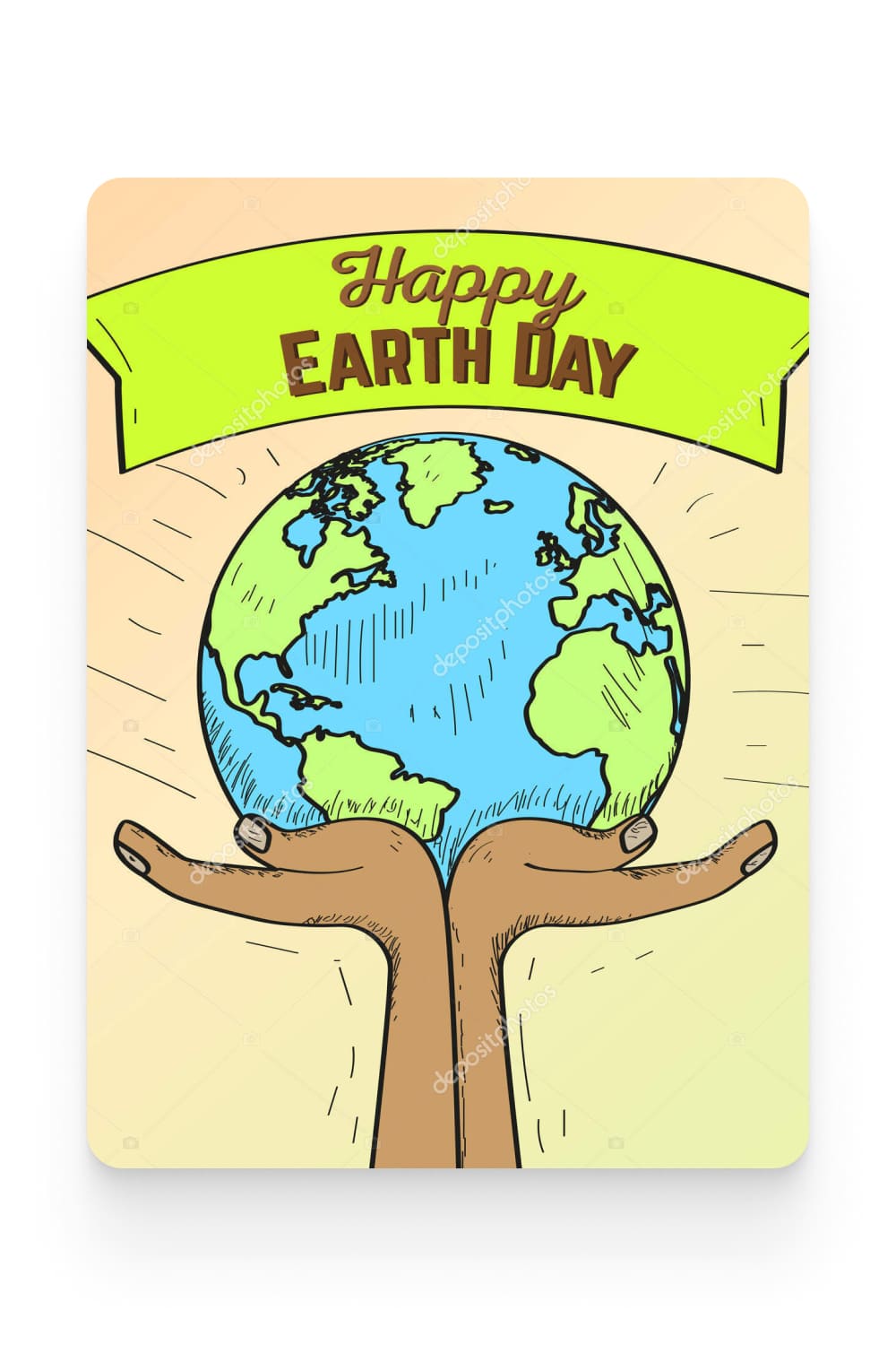 Dawn Happy earth day banner with hands and Earth.