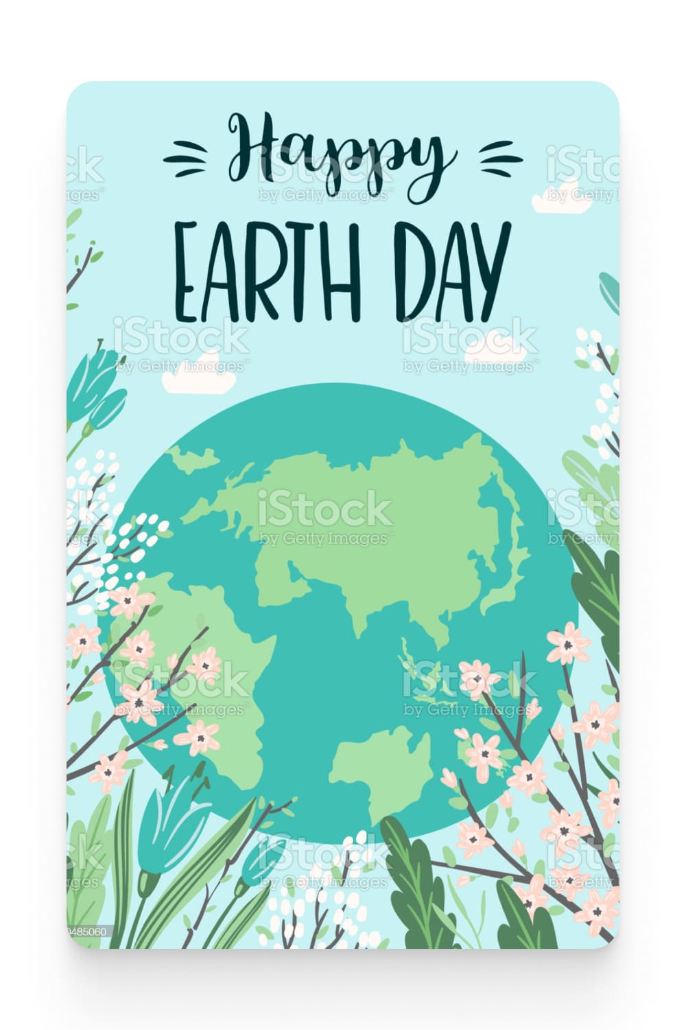 Earth Day banner with drawn earth and flowers.