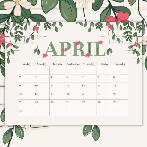 Free April Calendar MasterBundles
