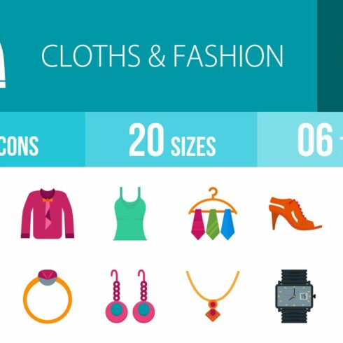50 Clothes & Fashion Flat Multicolor cover image.