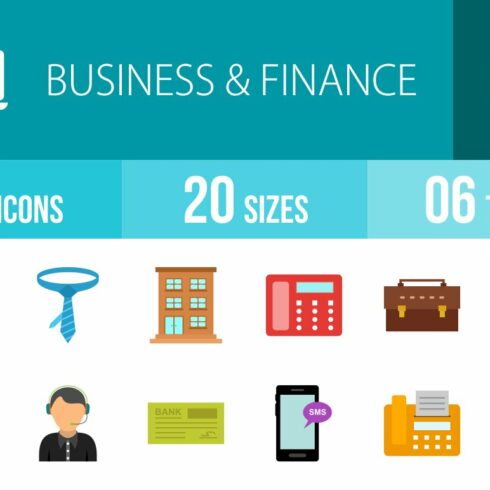 50 Business & Finance Flat Icons cover image.