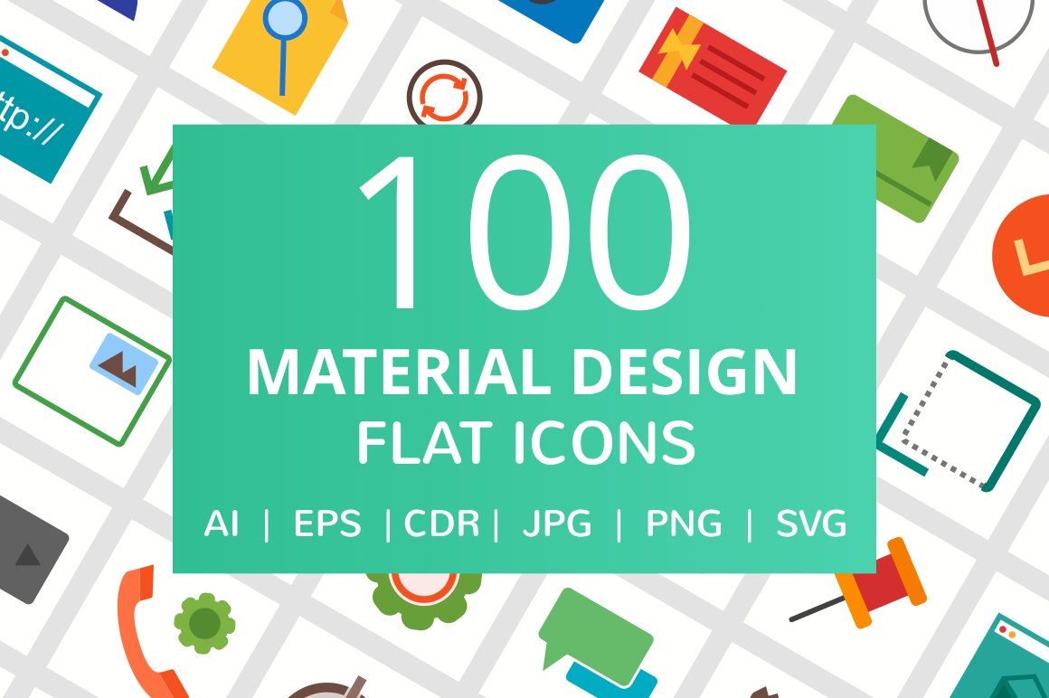 100 Material Design Flat Icons cover image.