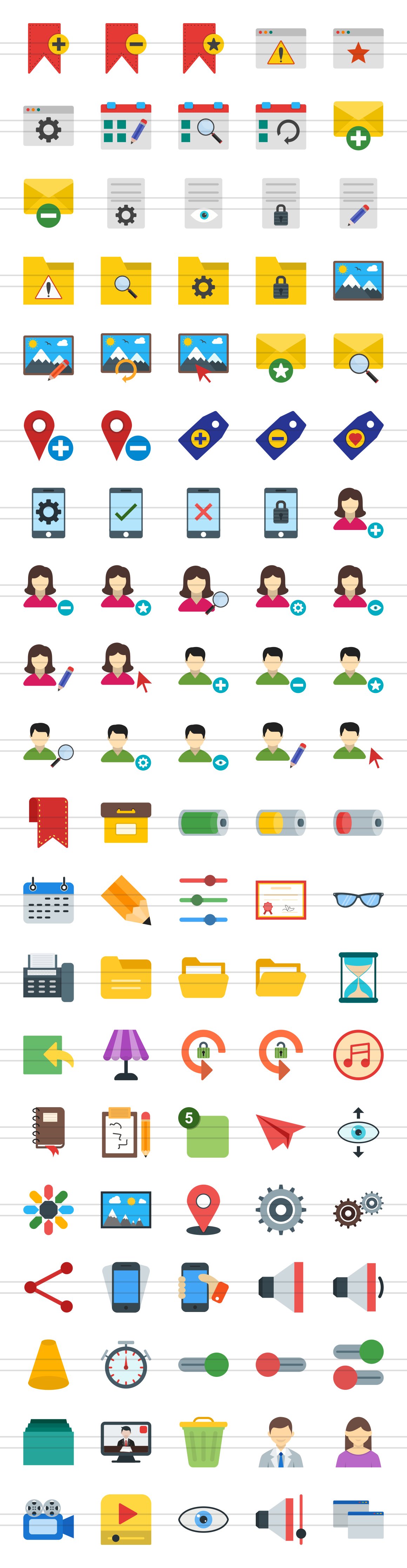 100 App & Web Interface Flat Icons preview image.