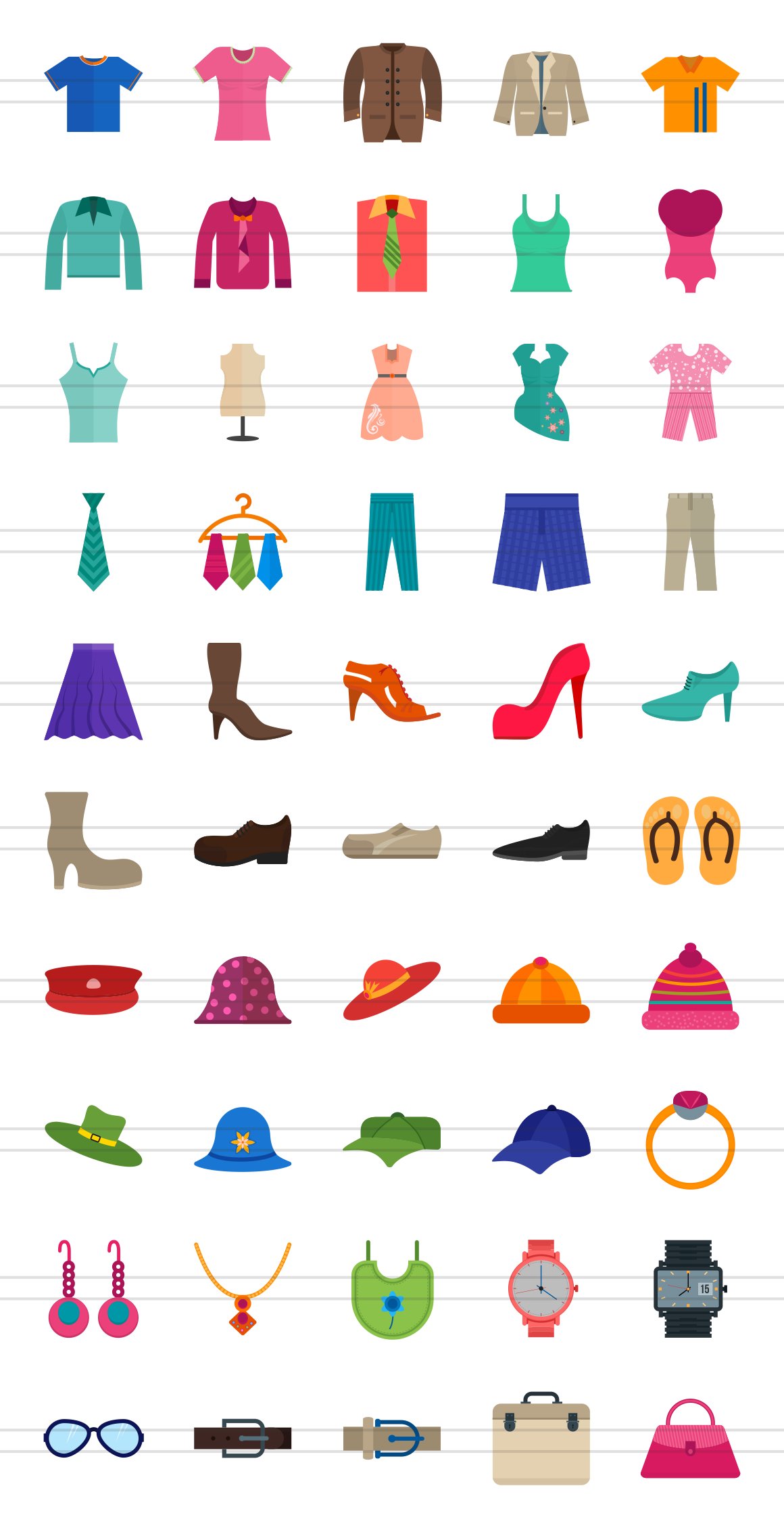 50 Clothes & Fashion Flat Multicolor preview image.