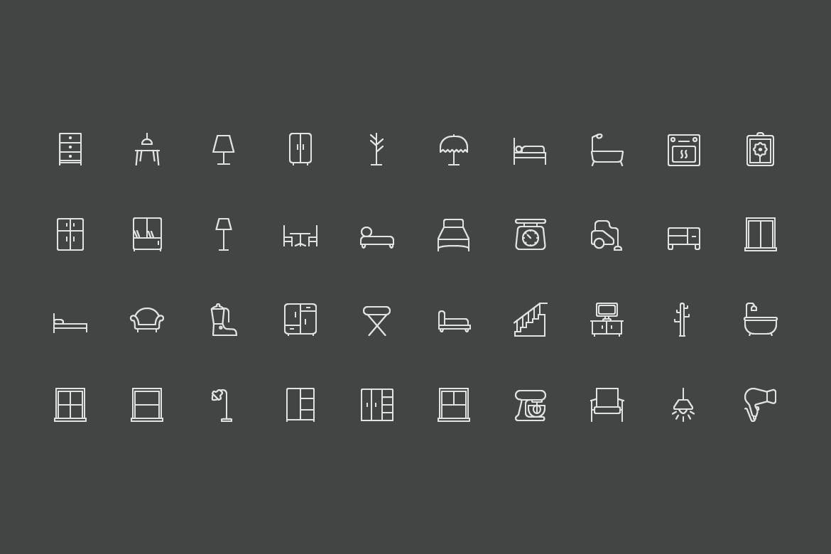 100 furniture and household appliances icons 3 792