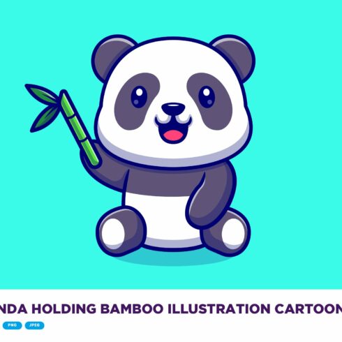 Cute Panda Holding Bamboo Cartoon cover image.