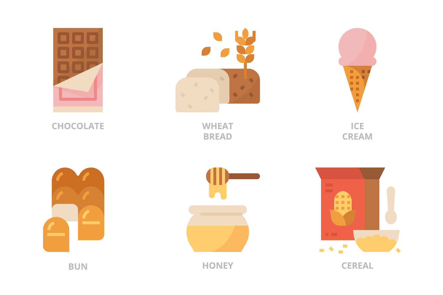 Bunch of different types of bread and ice cream.