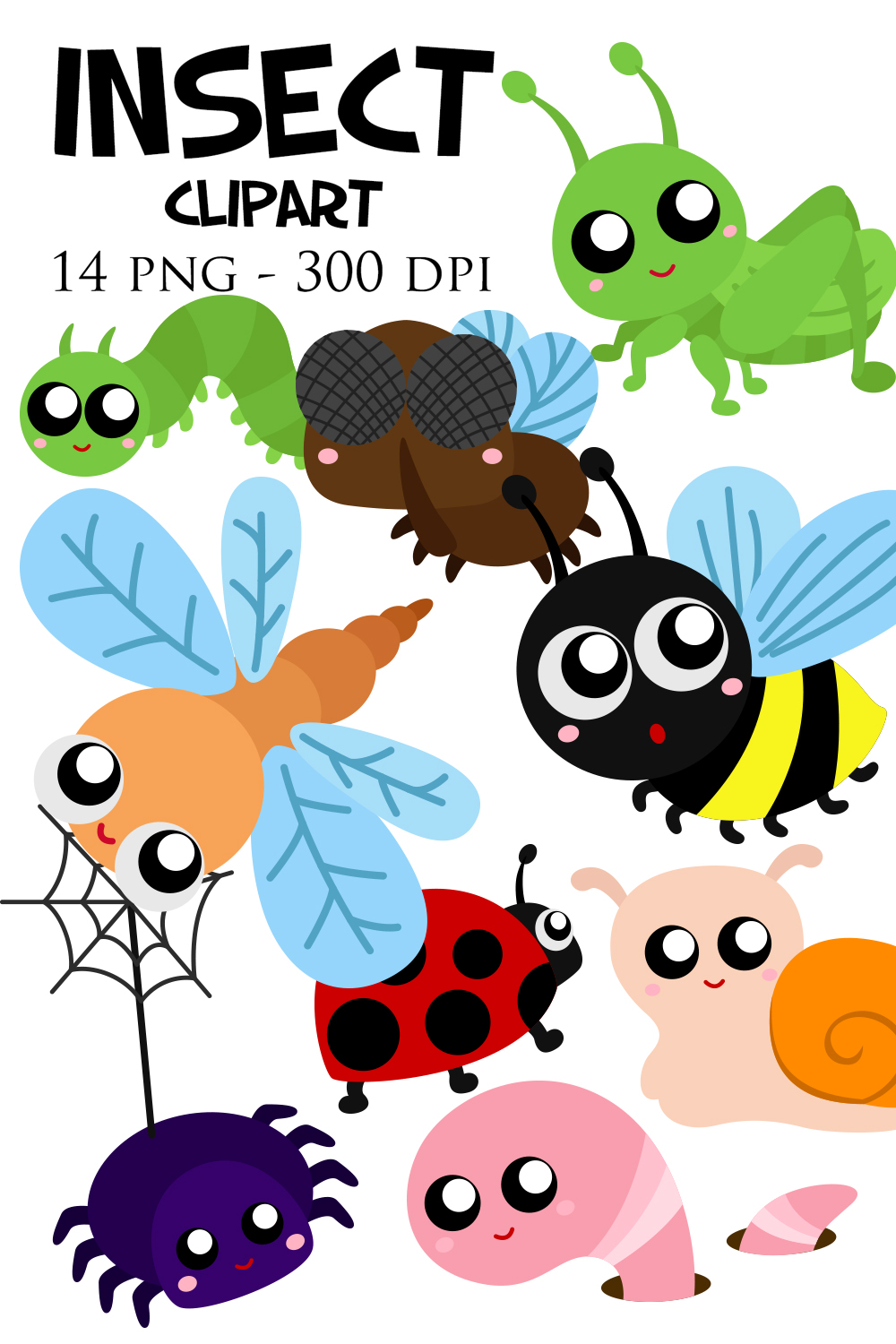 Insects Animals Illustration Vector Clipart Cartoon pinterest preview image.