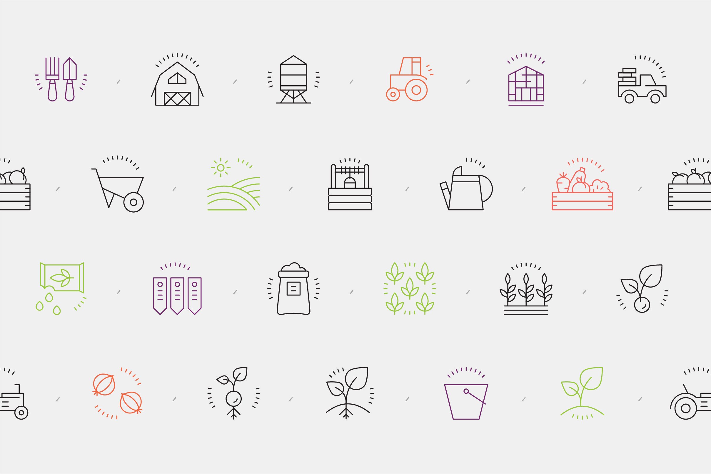Gardening and Farming icons preview image.