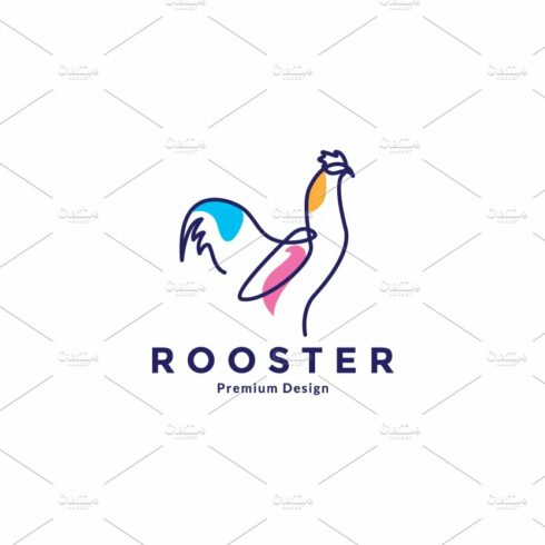 rooster with line art modern cover image.