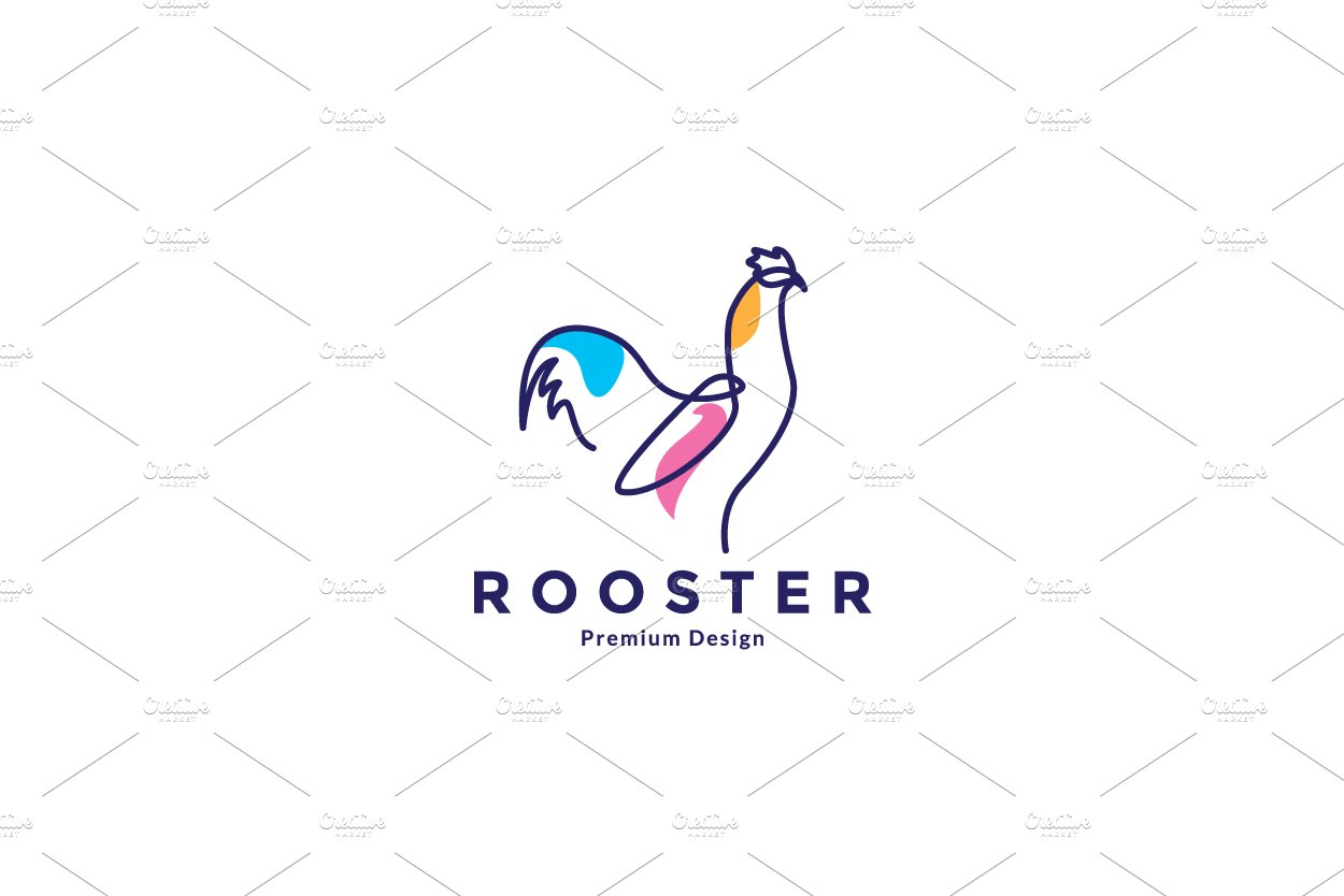 rooster with line art modern cover image.