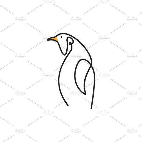 line art penguin fat logo design cover image.