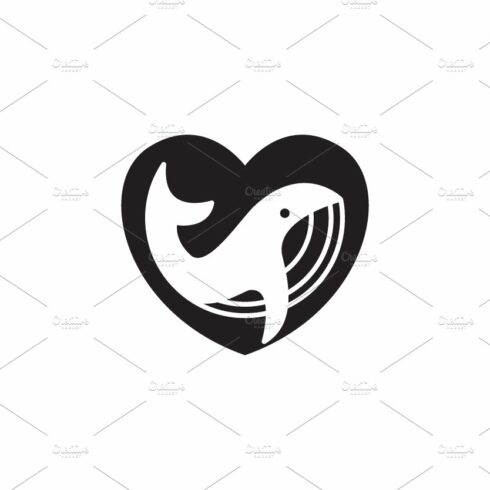whale with love shape logo vector cover image.