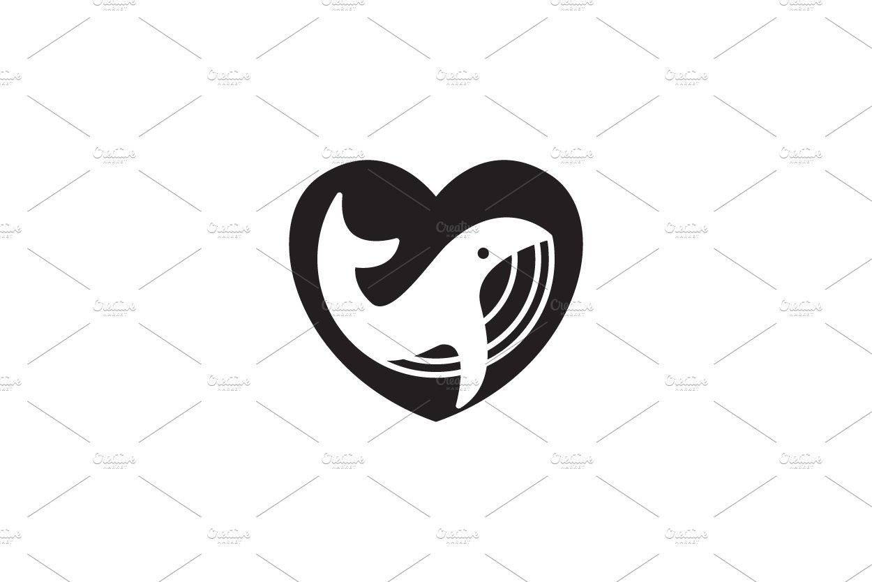 whale with love shape logo vector cover image.