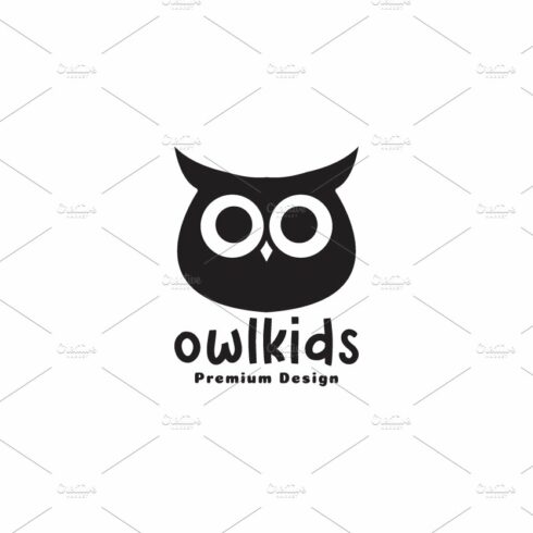 cute owl head black logo symbol cover image.