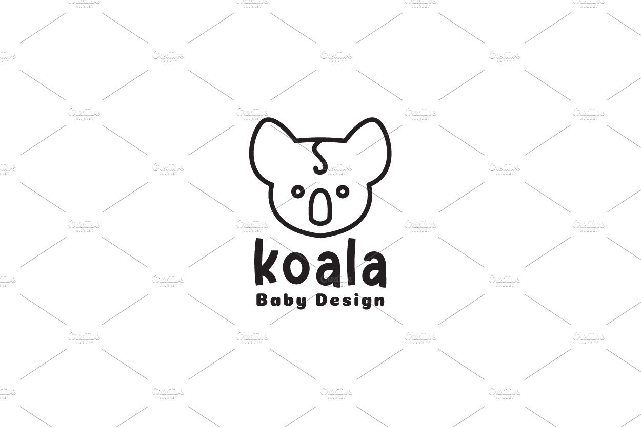 head koala lines baby logo symbol cover image.