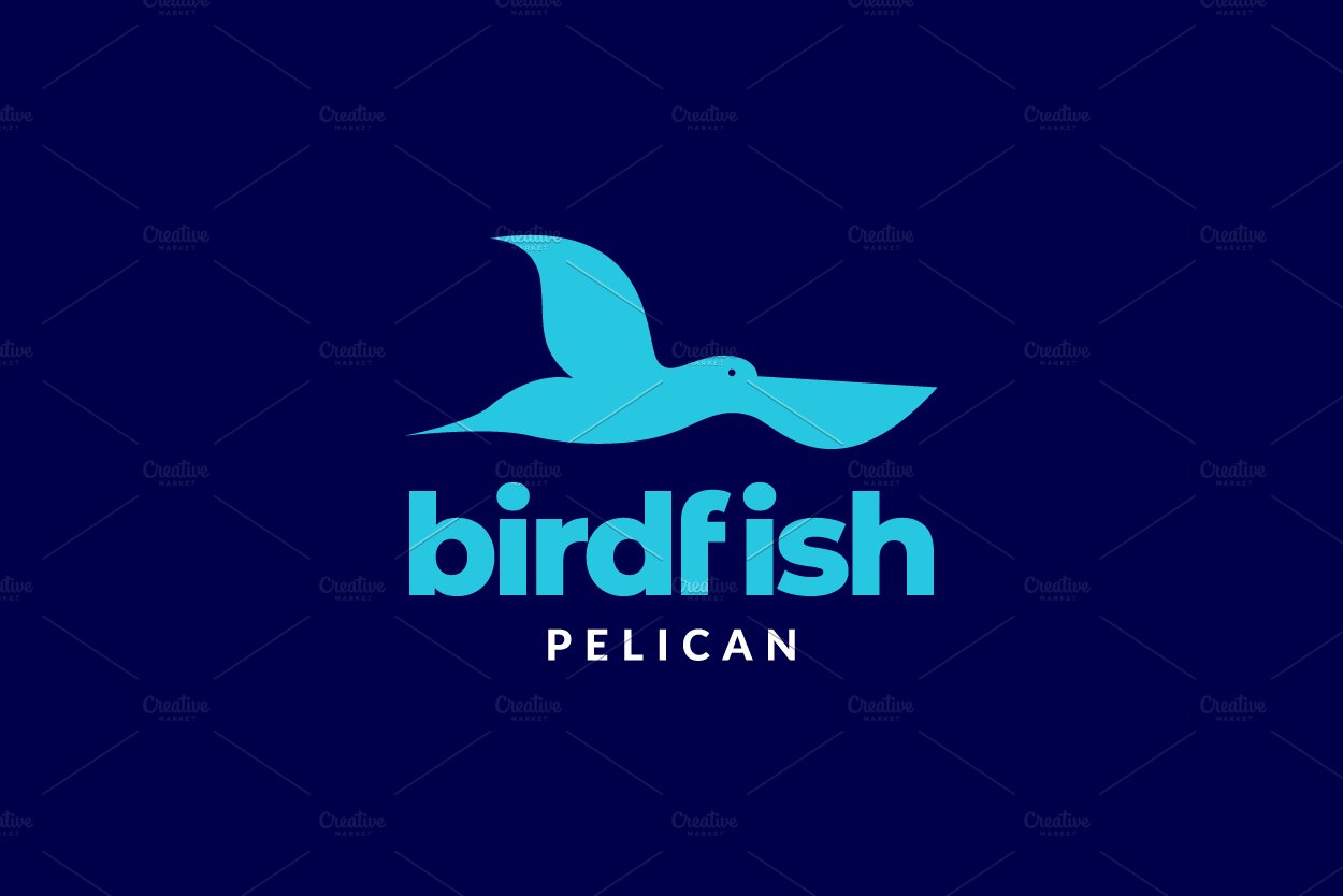 abstract flying pelican logo design cover image.