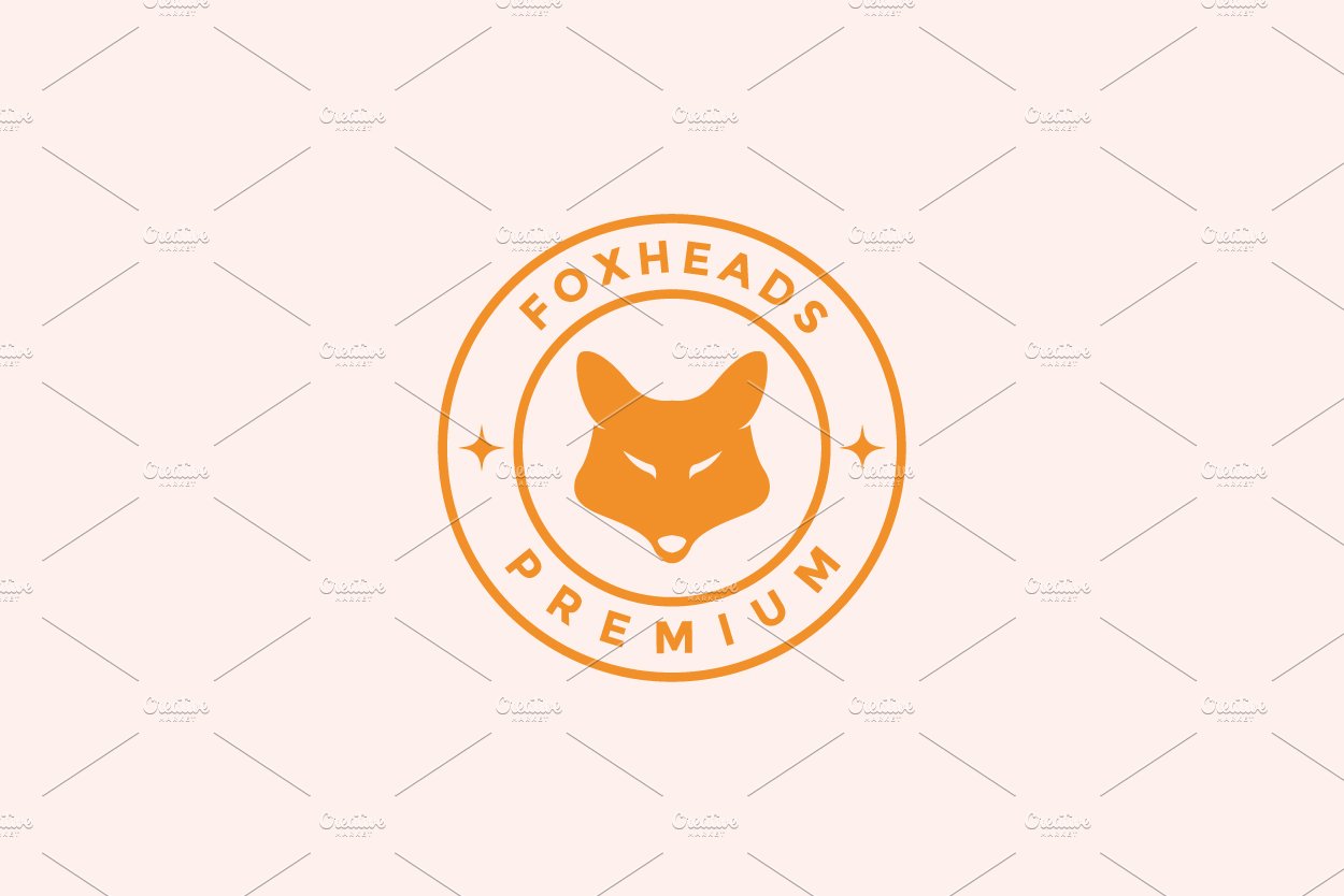 simple head fox orange badge logo cover image.