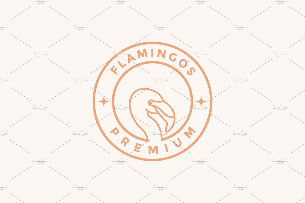 line flamingo minimalist badge logo cover image.