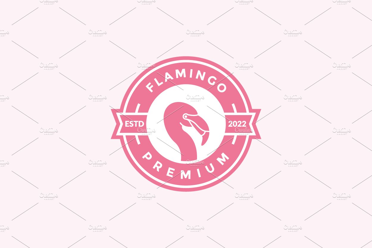 colorful badge flamingo logo design cover image.