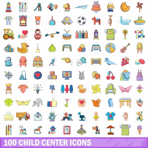 100 child center icons set cover image.