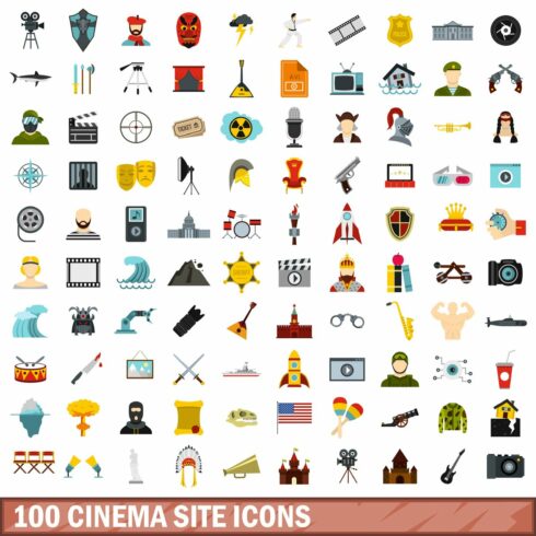 100 cinema site icons set cover image.