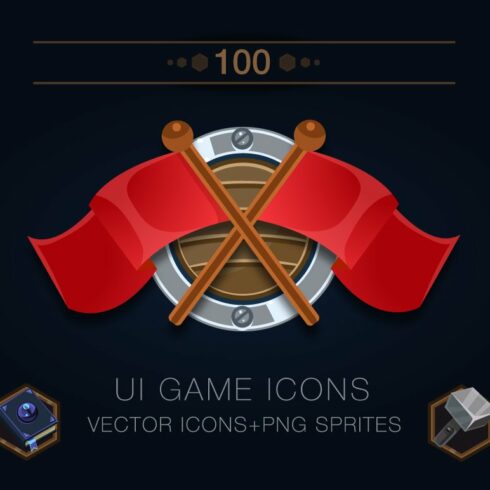 Set of 100 game icons cover image.