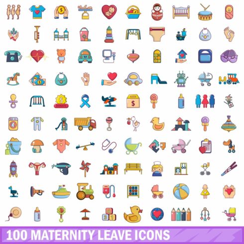 100 maternity leave icons set cover image.