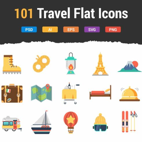 101 Travel Flat Icons cover image.