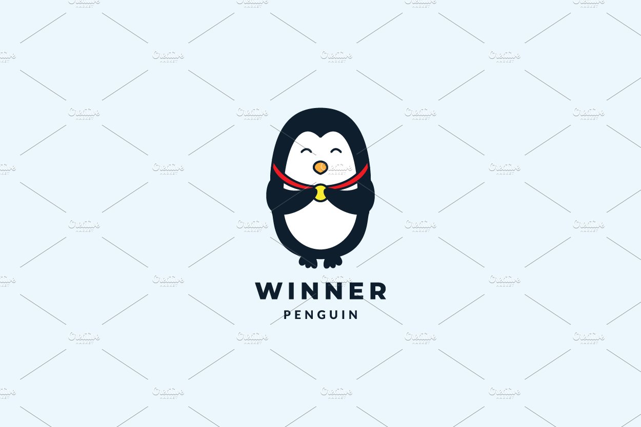 penguin with medal cute cartoon cover image.