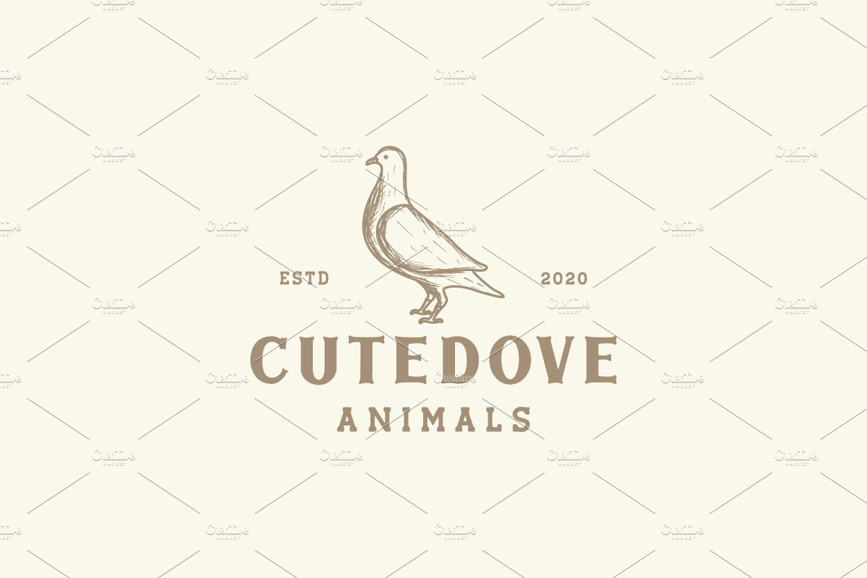 dove line engraved vintage logo cover image.