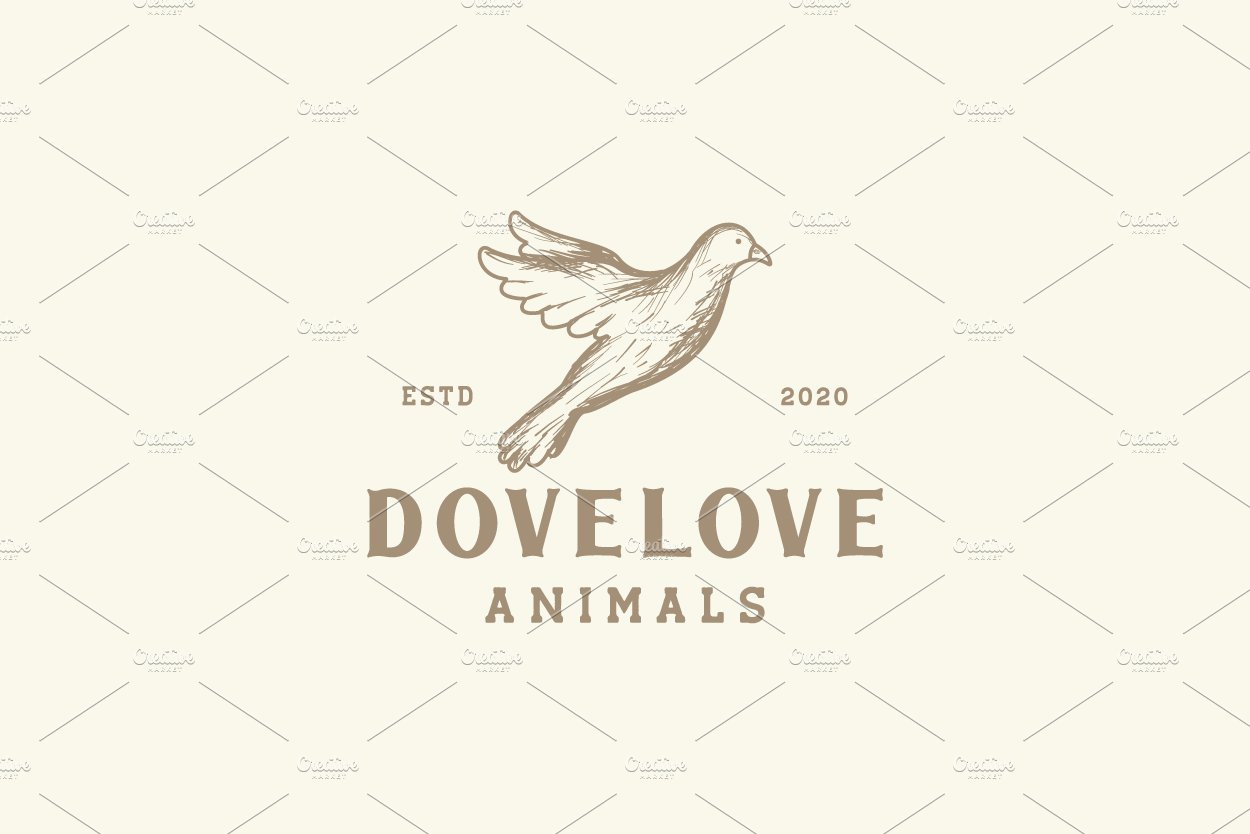 fly dove line engraved vintage logo cover image.