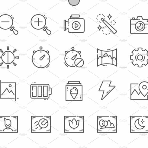 Camera Interface Line Icons cover image.