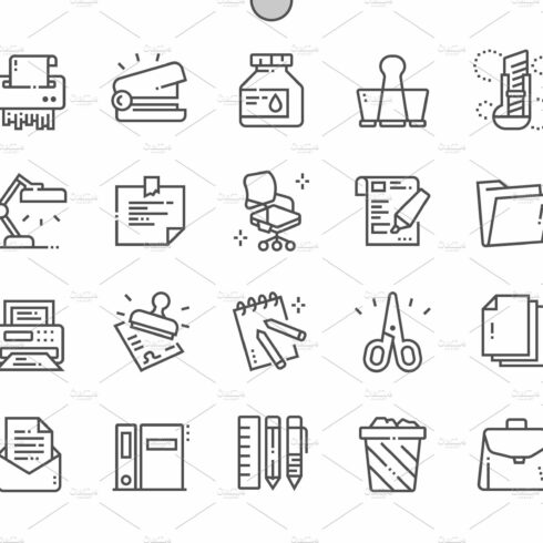 Office Material Line Icons cover image.