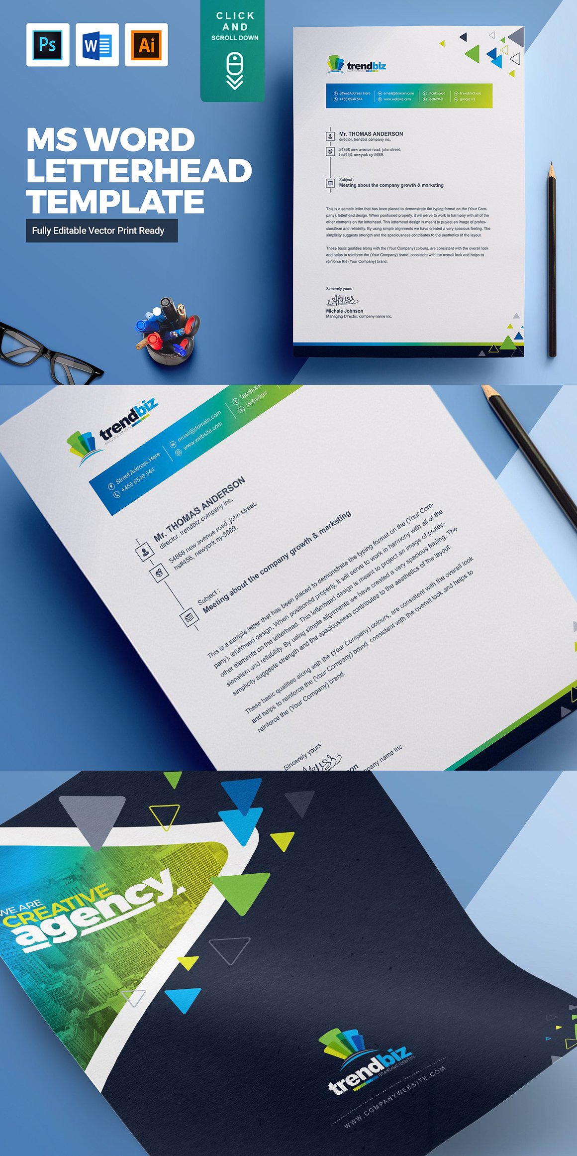 10 ms word psd eps corporate letterhead pad design template 58