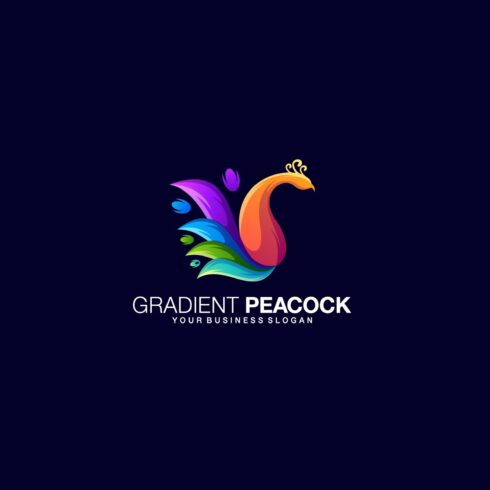 Gradient peacock logo design vector cover image.