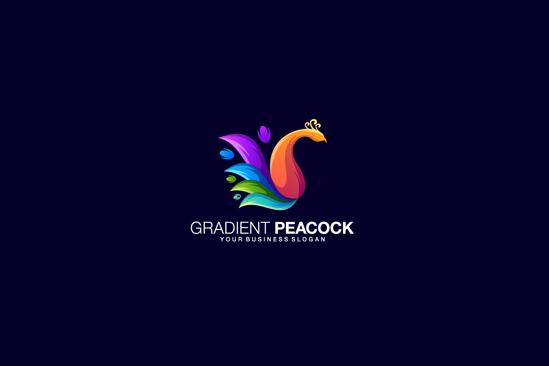 Gradient peacock logo design vector cover image.