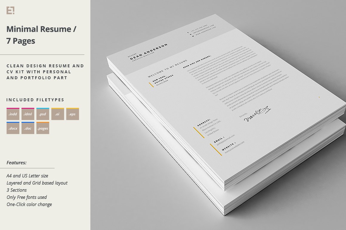 Clean and minimal resume template.